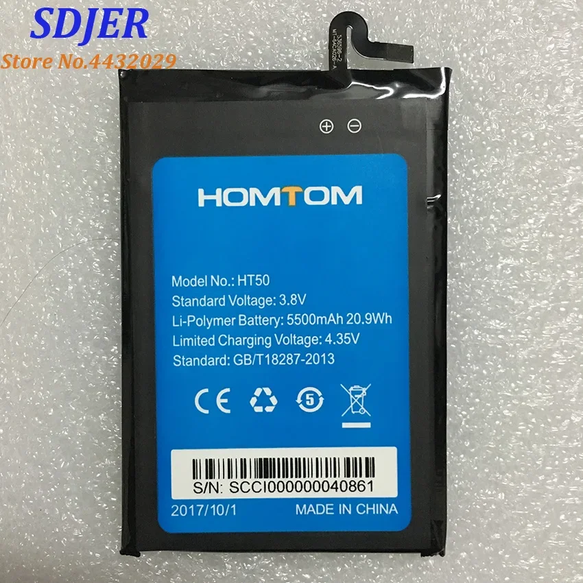 

100% Original HOMTOM HT50 Battery Replacement 5.5inch 5500mAh Backup Batteries For Smart Phone