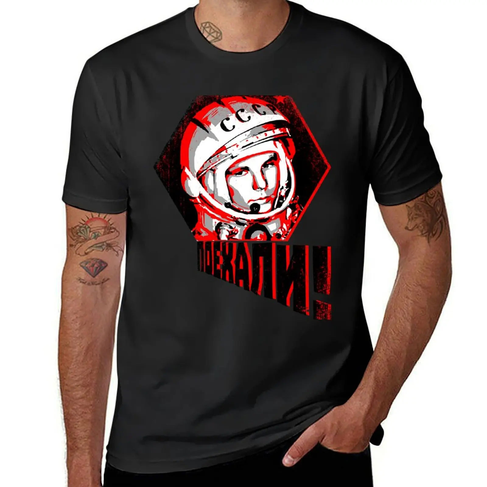 

Yuri Gagarin - Let's Go! T-Shirt blacks graphics Short sleeve tee quick-drying designer t shirt men