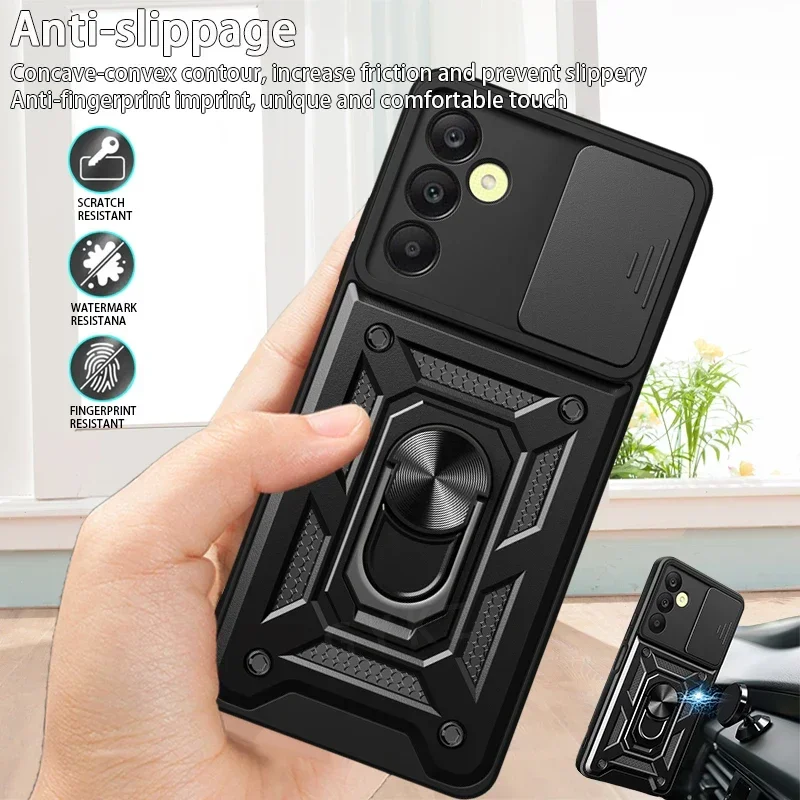 For Samsung Galaxy A15 A25 A35 5G Case Magnetic Ring Holder Phone Case For Samsung A55 A 15 25 35 55 Slide Lens Armor Back Cover