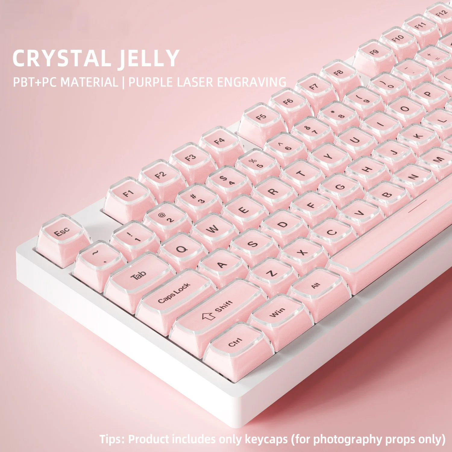 Crystal Jelly Keycaps Mechanical Keyboard Keycap ISO Enter CBSA Profile PBT+PC Side Print Key Caps Custom For Mx Switch Keyboard