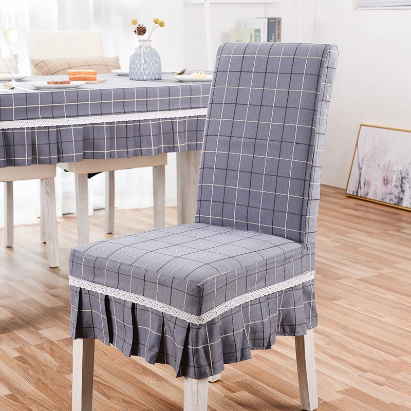 Customized High-Grade Blended Embroidered Lattice Cotton And Linen One-Piece Chair Cover 4
