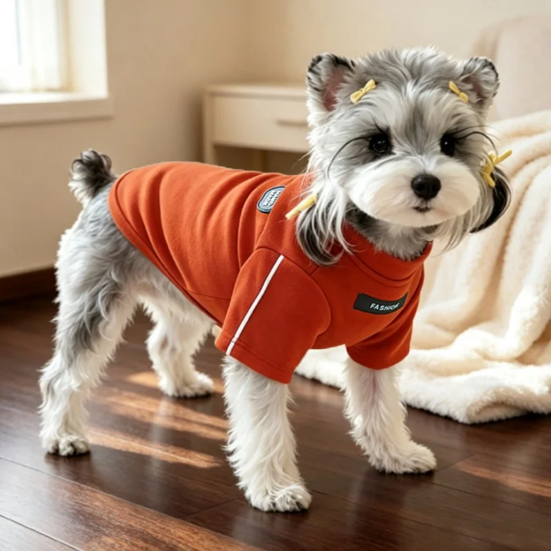 Cute Solid Dog Shirt Autumn Dog Clothes Pet Pullovers Cozy Puppy Turtleneck Soft Warm Shirt Luxury Casual Pet Top Poodle Costume
