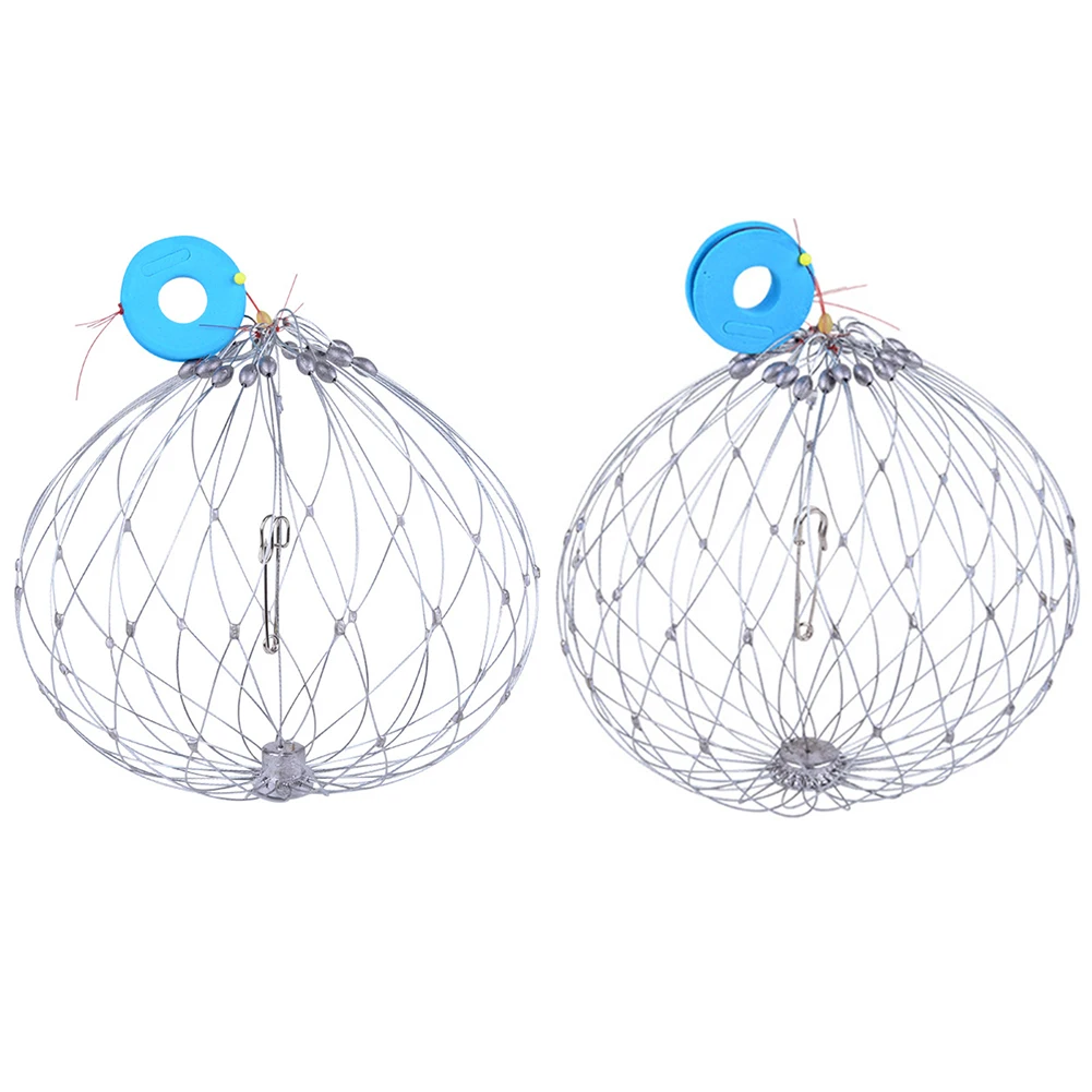 Fish Baskets Automatic Open Closing Wire Fish Crab Cage Steel Wire Collapsible Outdoor Fishing Accessories