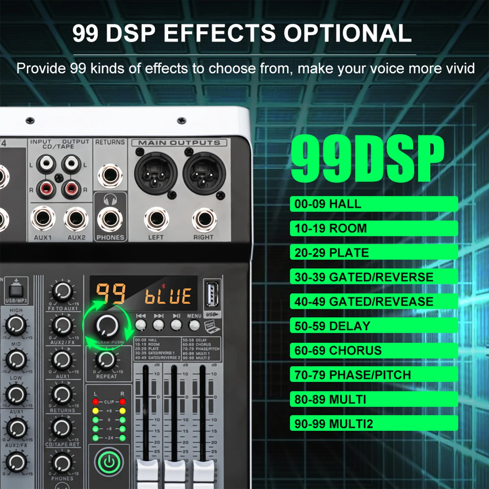 KDES KP6 جهاز مزج الصوت 6 قناة 99 DSP تأثير سجل الكمبيوتر 48 فولت الطاقة الوهمية USB خلاطات الصوت بلوتوث DJ وحدة التحكم خلط لكاريوك