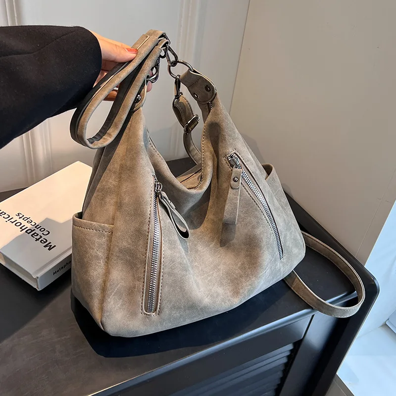 Frauen Umhängetasche Luxus Designer Schräge Quer Einzelnen Schulter Tasche Große Kapazität Handtaschen Retro Matte PU Leder Hobos – Detail 16