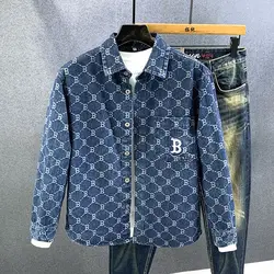 Motorcycle Jacket Designer Clothes Casual Single Breasted Jackets Men Cotton Spring Autumn Denim Loose Coat Jacquard Pattern