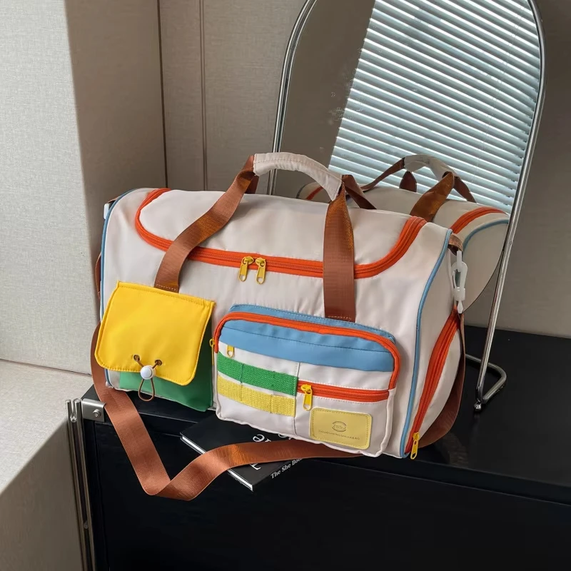 Fashionable Color-blocking Crossbody Bag Large-capacity Travel Single-shoulder Bag Short-distance Travel Bag Fitness Bag