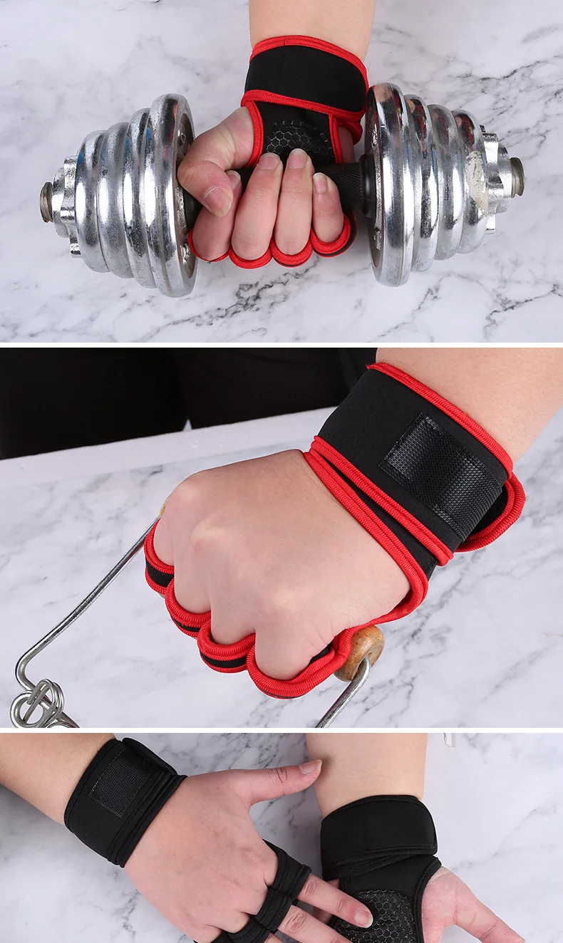 Fitness Männer Frauen Handschuhe Gym Gewichtheben Halbe Finger Handgelenk-Schutz Handschuhe Training Hanteln Anti-Keule Anti Slip Handschuhe – Detail 5