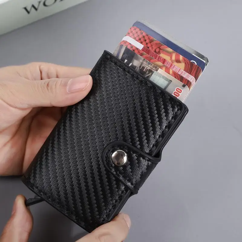 RFID Blocking Credit Card Holder Luxury Slim Metal Smart Wallet for Men Business Travel Anti-Theft Portable Purse