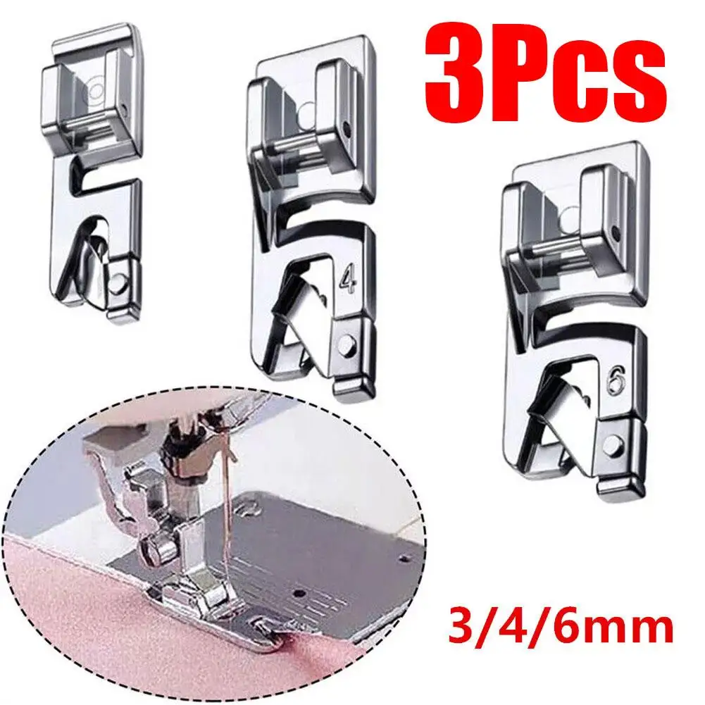 3/4/6mm Stainless Steel Rolled Presser Hem Foot Household Durability Sewing Range Wide Of Machines Sewing Compatible Machin X6G9