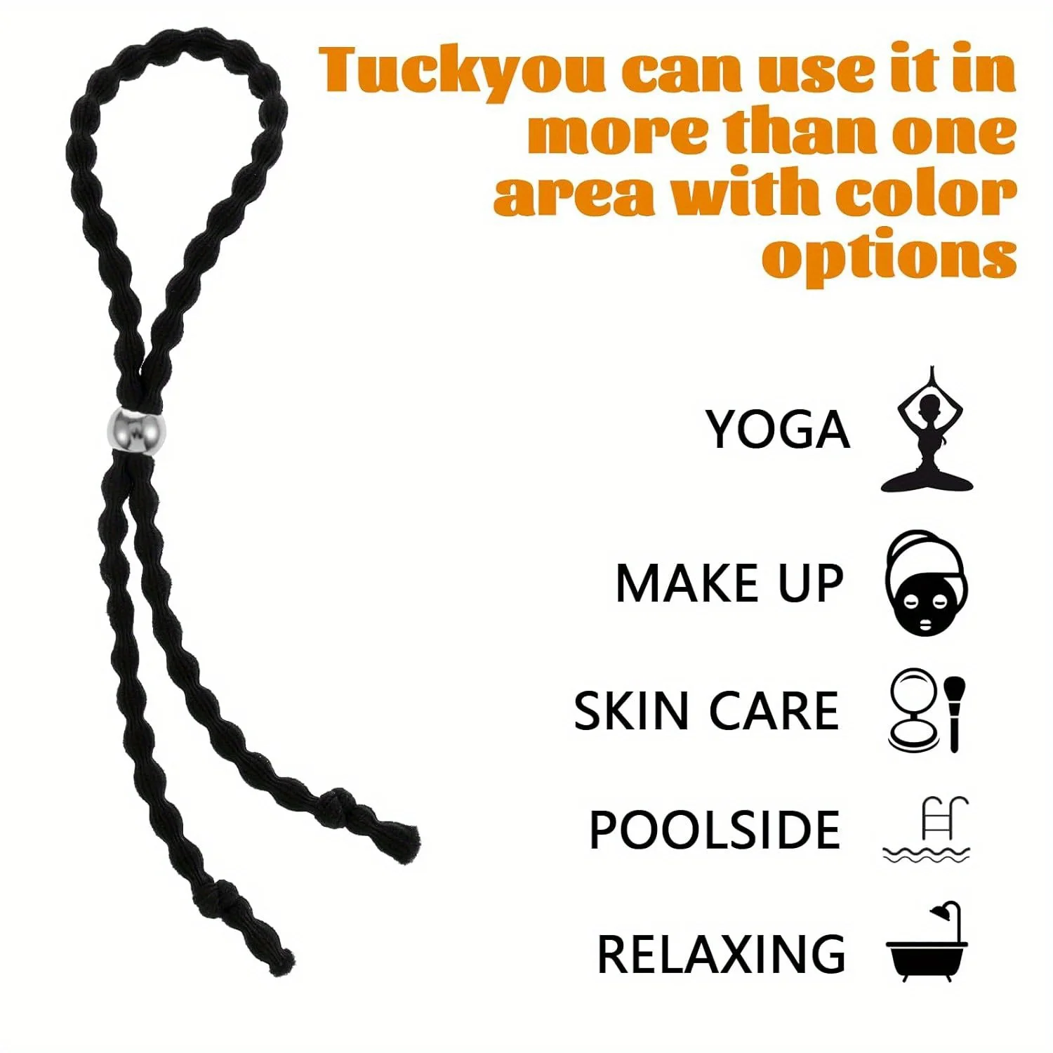 أربطة شعر متعددة قابلة للتعديل 6 قطع من حوامل ذيل الحصان السوداء للشعر السميك، ربطات شعر صيفية مرنة ناعمة 3 طويلة 3 قصيرة