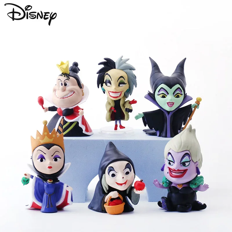 6pcs/set Disney Maleficent PVC Action Figure Dolls Villains Series Evil Queen Model Car Ornament Kids Toys Cake Decoration Gifts