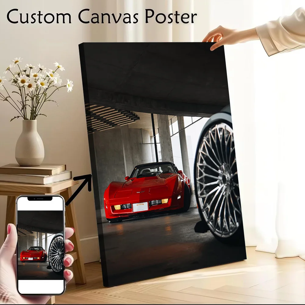 Classic Red Corvette Canvas Poster Wall Art Customizable High Quality Printed Picture for Room Ornaments Decorative Paintings