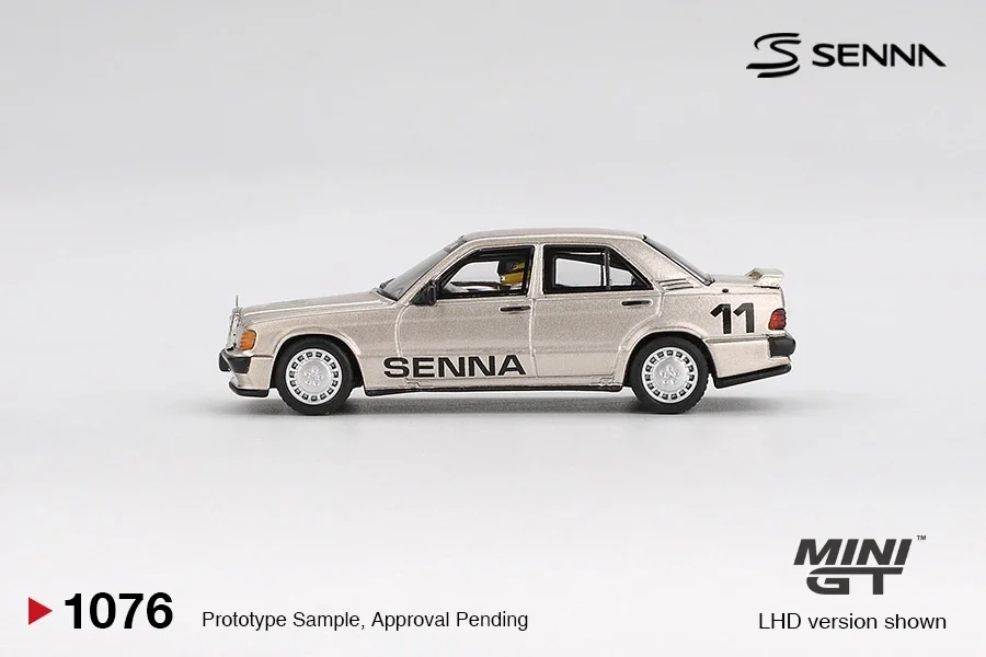 MINIGT 1/64 Mercedes-Benz 190 E 2.3-16 #11 Ayrton Senna 1984 MGT01076-CH Cars Alloy Diecast Metal Model Kids Toys for Boys