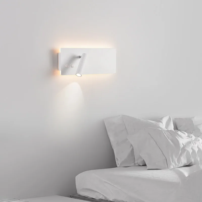 Rotatable LED reading light standalone switch wall sconce surface mounted black and white spotlight bedside light