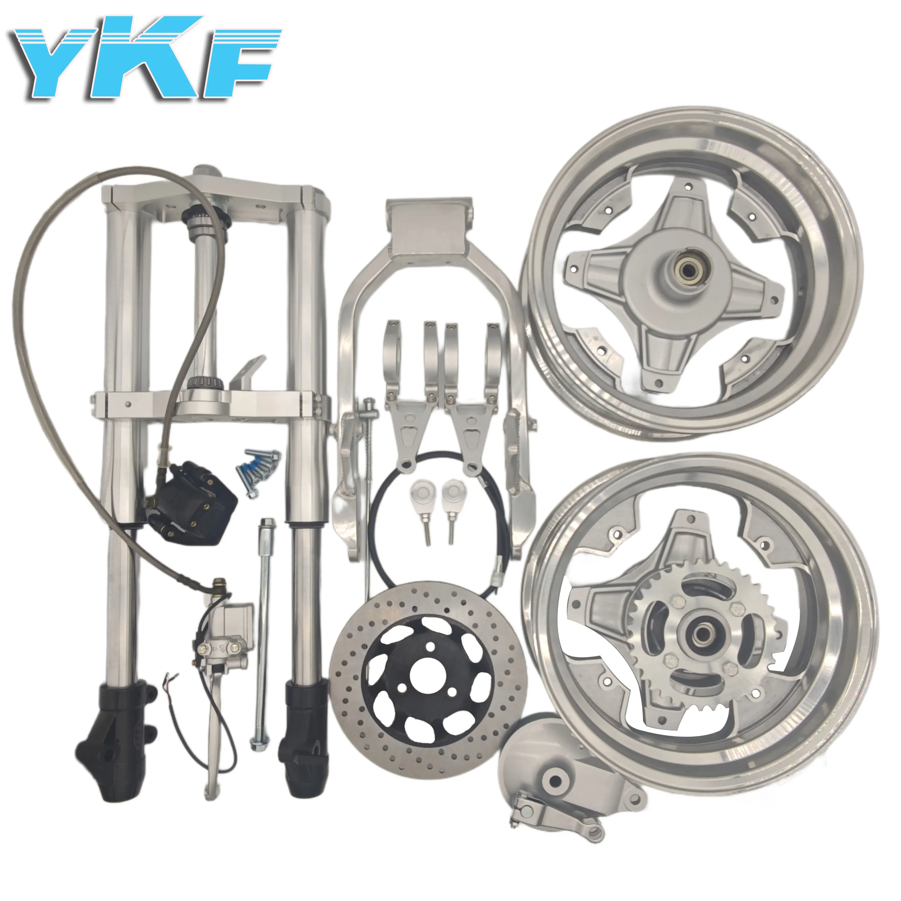 

Комплект вилок CT70, черный/серебристый/золотой перевернутый дисковый тормоз с серебряными/черными кронштейнами для фар, 2 колеса, маятник 14 дюймов для DAX CT70
