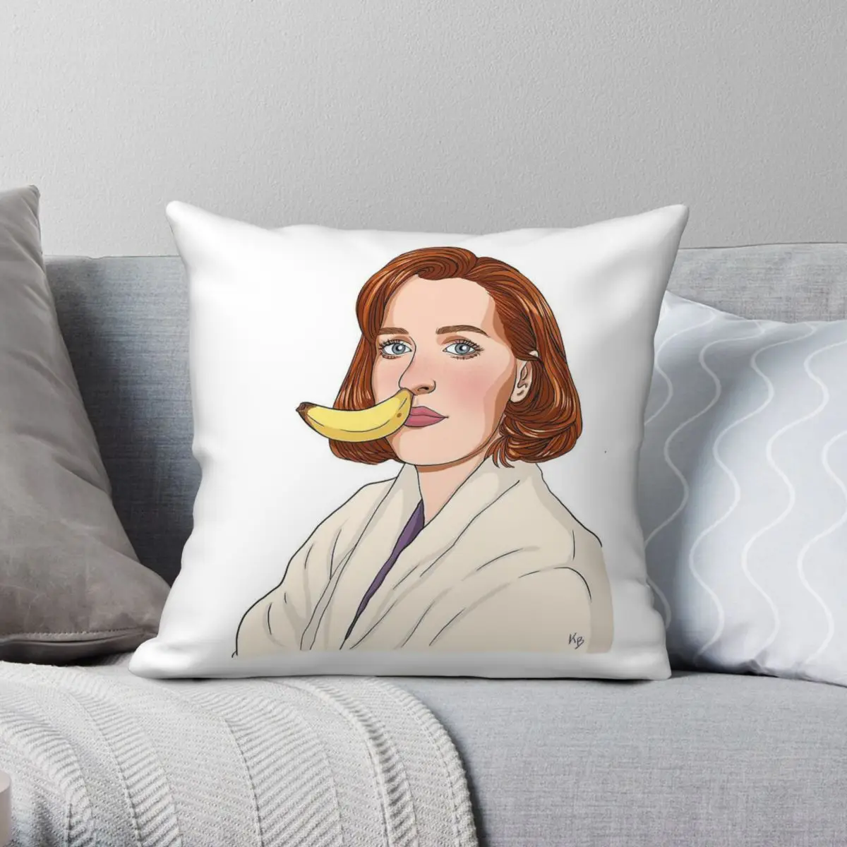 جيليان أندرسون الموز الأنف ساحة المخدة البوليستر الكتان المخملية الإبداعية البريدي وسادة رمية مزخرفة كيس السرير 45x45 #1