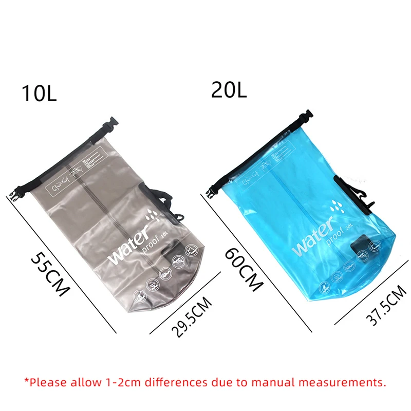 10L 20L PVC Waterproof Bag Boating Swimming Man Women Outdoor Diving Rafting Floating Ocean Water Lightweight Portable Bags