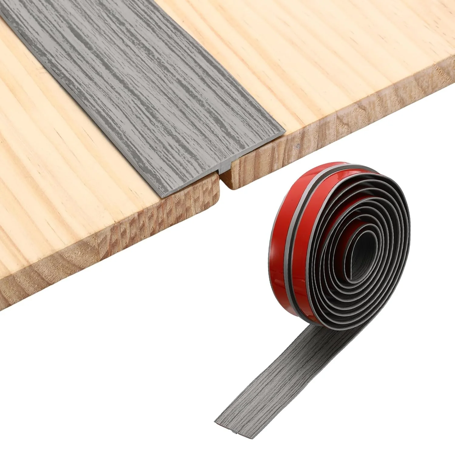 1 Stück 1/2m Selbstklebende Bodenabdeckleisten T-förmige Holzmaserung Laminat-Kantenleiste für Bodenlücken Teppichübergänge