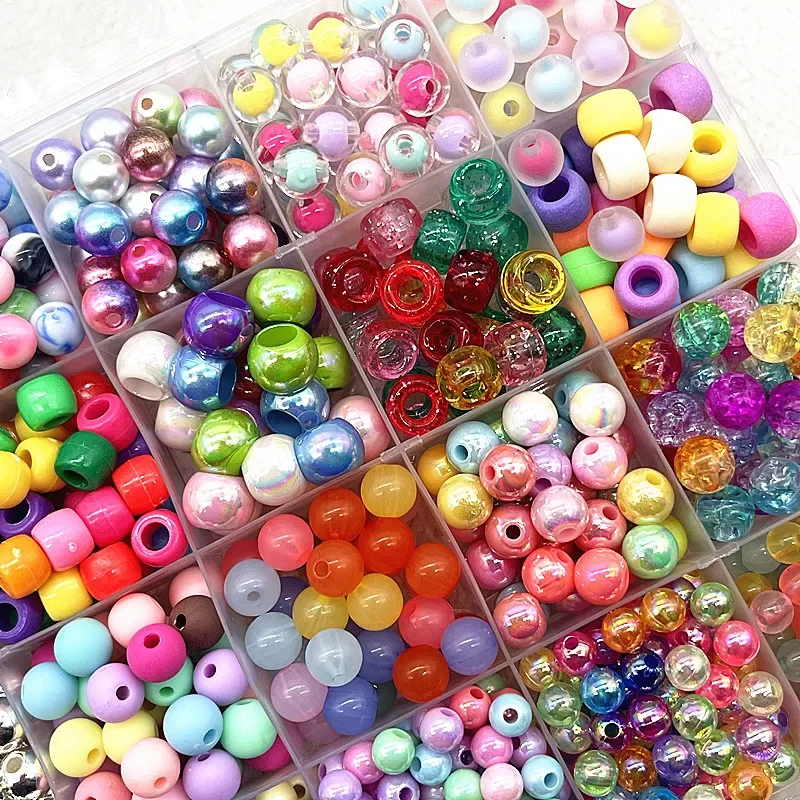 6mm--10mm Mix Color Round Charms Acrylic Beads Loose Spacer Beads for Jewelry Makeing DIY Handmade Bracelet Accessories