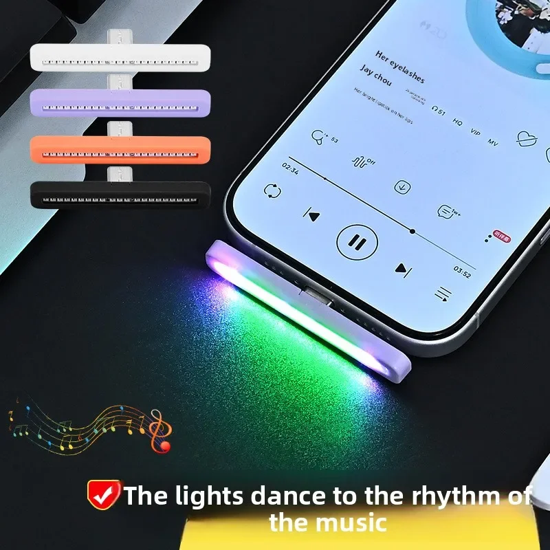 Atmosphere Decor Light for Car Home Desktop, Type-C RGB Sound Activated Lamp, Music Pickup Rhythm Plug and Play Light