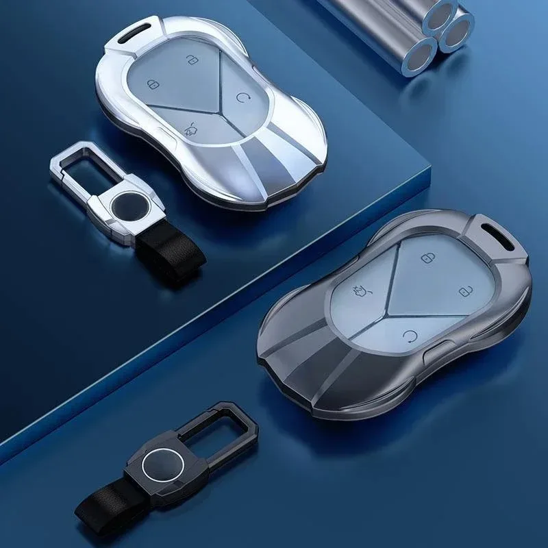 

For BYD Equation Leopard 5 2023-2026 Zinc Alloy Silver Car Key Protection Shell Smart Remote Key Cover Interior Accessories