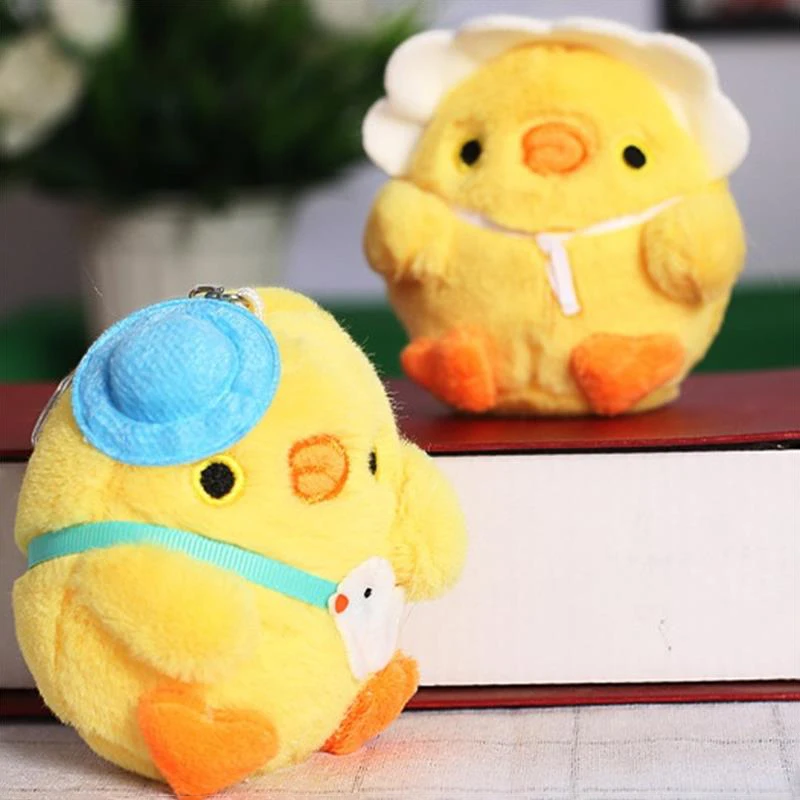 Dessin animé en peluche petit poulet jaune jouet poupée porte-clés pendentifs joli Mini sac de poulet porte-clés pendentifs mignon jouets en peluche pendentif