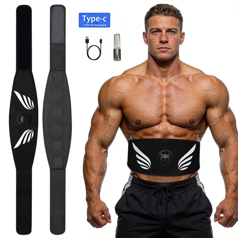 

Muscle Stimulator ABS Trainer Toning Belts Body Abdominal Massage Belt USB Rechargeable Portable Home Office Fitness Equipment