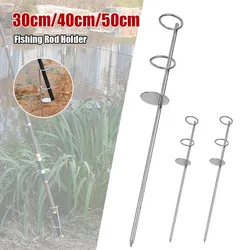 30/40/50cm Fishing Rod Holder Stainless Steel Ground Spike Rod Rest Fishiing Stand Portable Fishing Ground Rod Holder Tackles