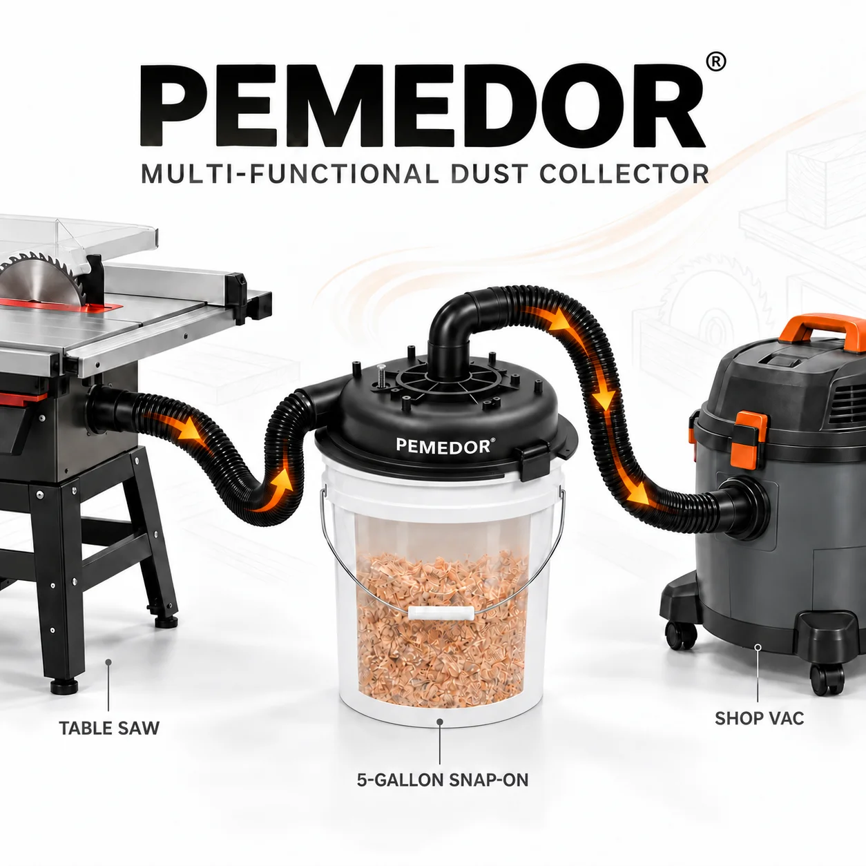 Pemedor Multi Functional Cyclone Dust Collector Pre Separator Dual Installation Methods Equipped Pressure Relief Valve & 1M Hose