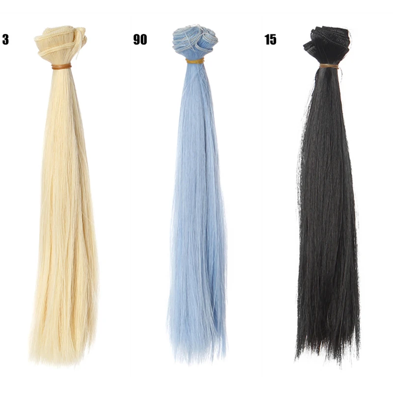 25cm*100CM Doll Wigs/hair Heat Resistant Bjd Wigs Blue Red Brown Green Straight Wig Thick Hair for 1/3 1/4 BJD Diy