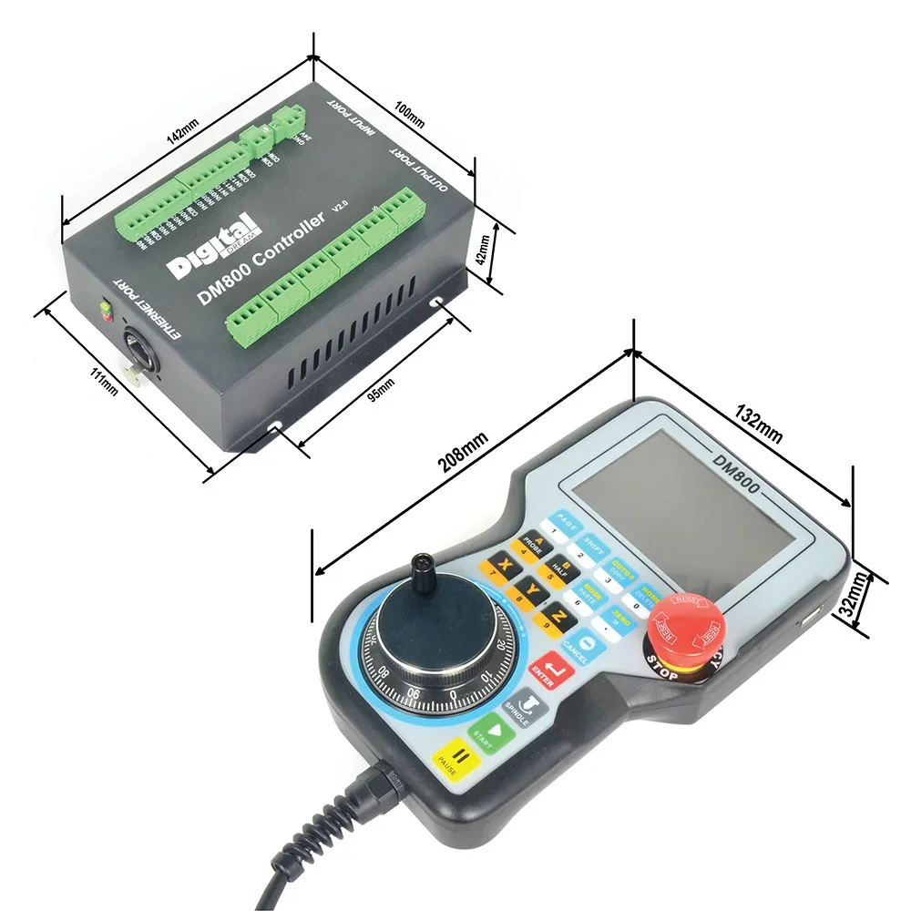 RATTM DM800 Handle 3/4/5 Axis Off-line CNC Montion Controller MPG Handwheel Hand Control 24VDC with E-stop Supports G Code