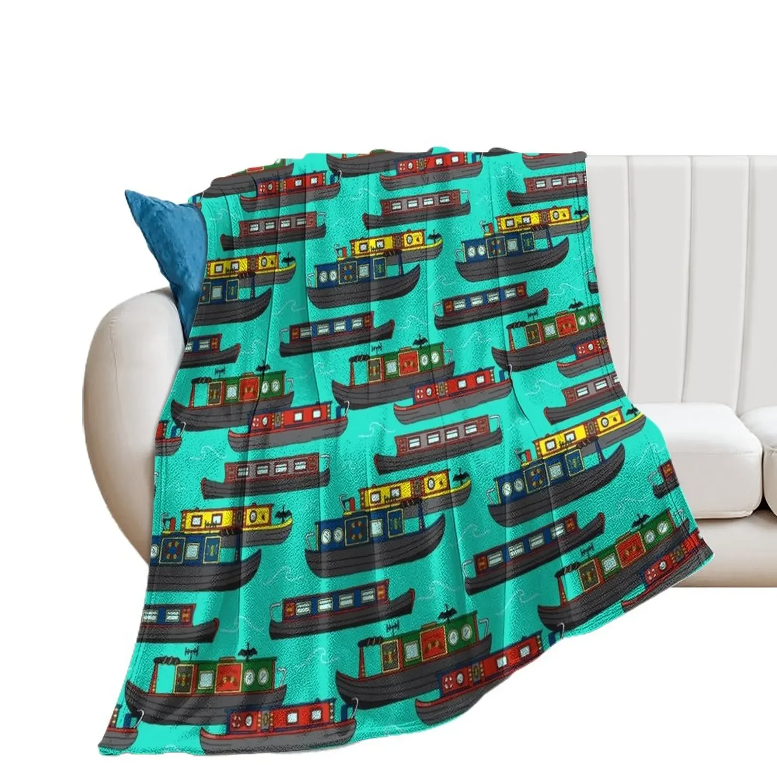 Canal Narrowboats and Barges on the Water Throw Blanket warm for winter blankets ands Blankets