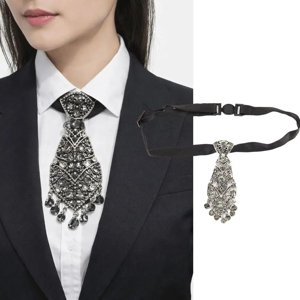 

Регулируемый галстук со стразами, роскошный джентльменский стиль, деловые галстуки, аксессуары для костюма с кисточками, галстук с кристаллами, деловой костюм