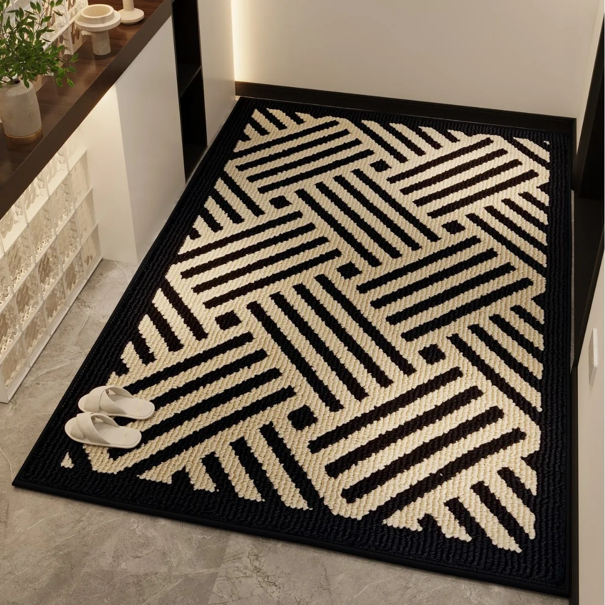 Luxury New Chinese Style Entrance Door Mat Premium Anti Dirt Floor Rug for Living Room Hallway Bedside and Indoor Home Use