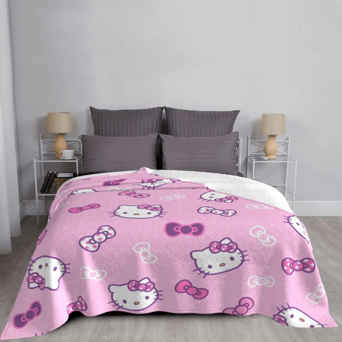 Ufficiale Hello Kitty rosa carino coperta copertura flanella coperta Ultra-morbida per copriletto da viaggio all\'aperto