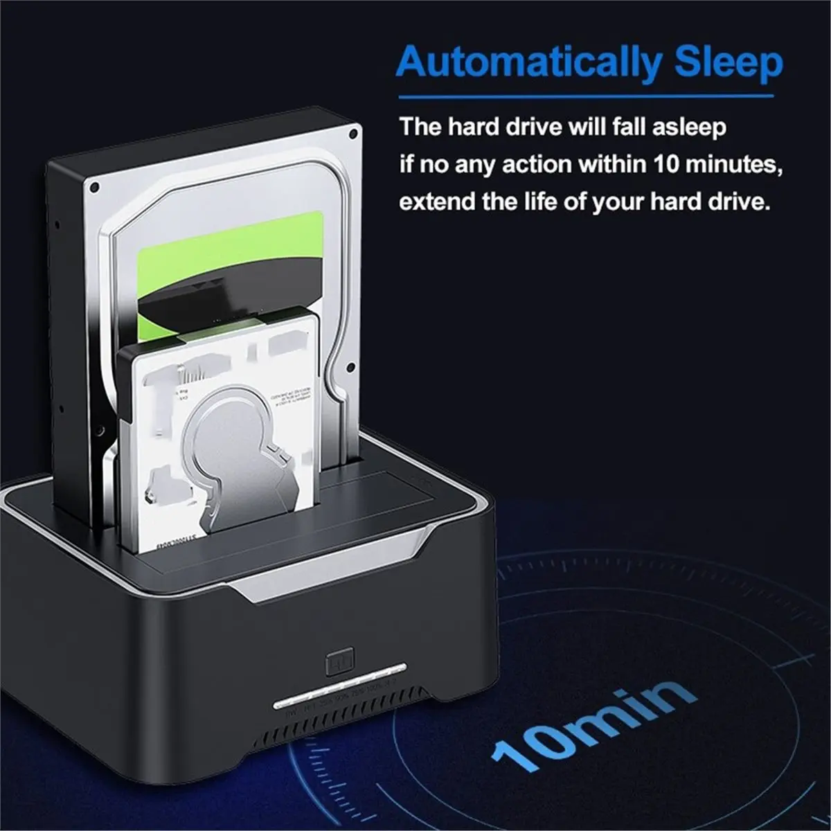 USB 3.0 to SATA Dual Bay RGB Lamp Effect Hard Disk 2.5/3.5 Inch Hard Drive Enclosure Docking Station Clone HDD SSD