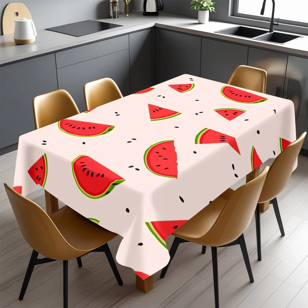 Summer Watermelon Fruit Tablecloth Cute Slices Waterproof Table Cover for Picnic Party Kitchen Decor
