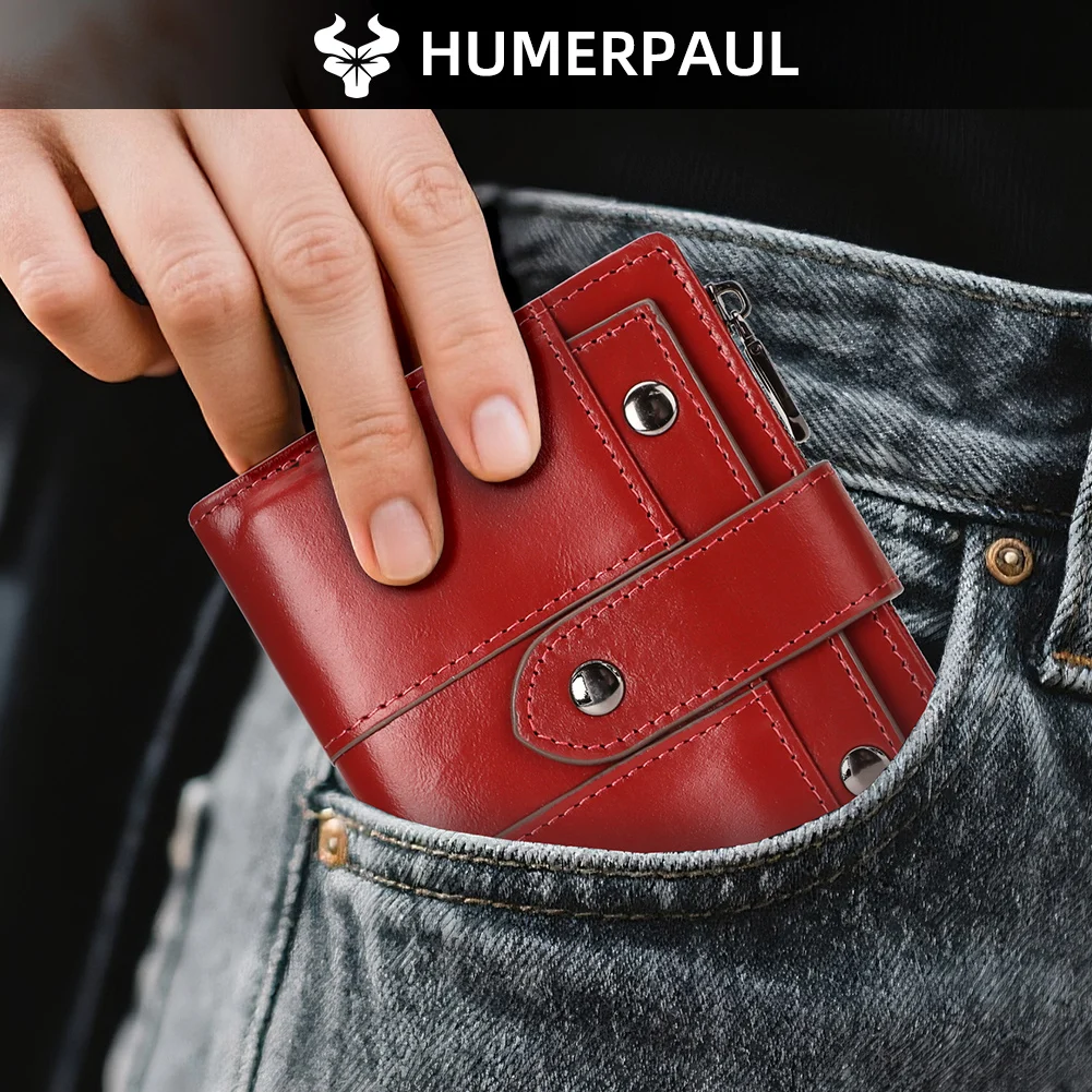 Women's Short Wallet RFID Blocking Fashion Card Holder with ID Window Zipper Coin Pocket And Money Bag