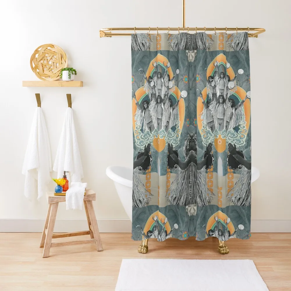 

The Who Daltrey Woodstock in blue poster Shower Curtain Shower Bath Waterproof Bathroom Shower Waterproof Fabric Curtain