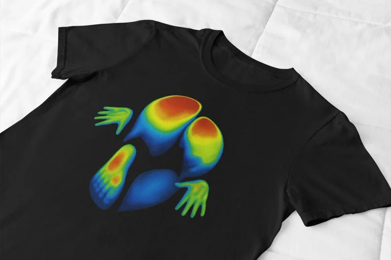 عارية الظل الحرارة خريطة قميص متعة الحرارة تي شيرت مطبوع الوهم البصري قميص جريئة الكبار الفكاهة تي شيرت أسود للجنسين هدية الشارع ارتداء