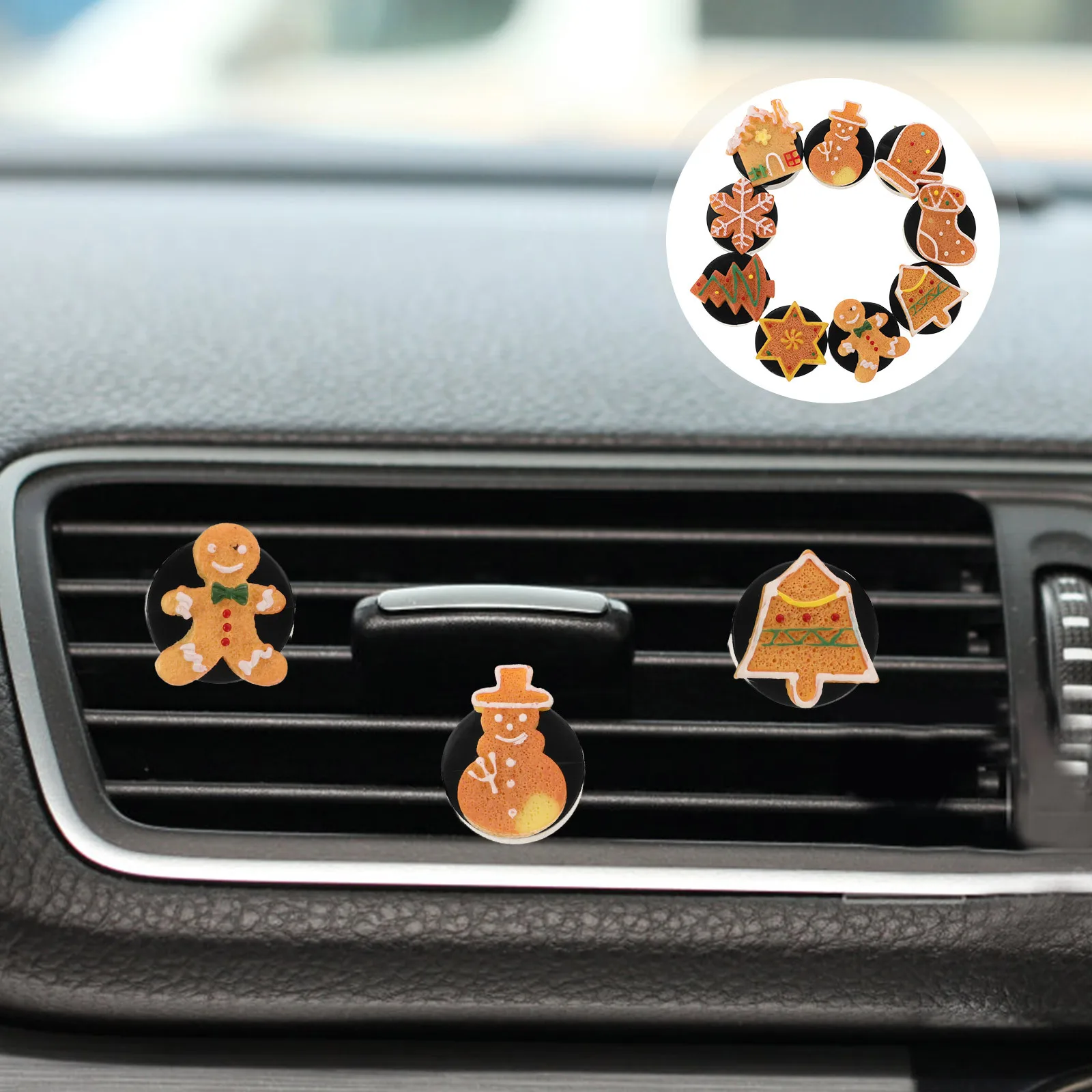 

9Pcs Christmas Car Vent Clips Santa Snowflake Gingerbread Tree Car Diffuser Holiday Air Outlet Decoration Santa Vent Clips