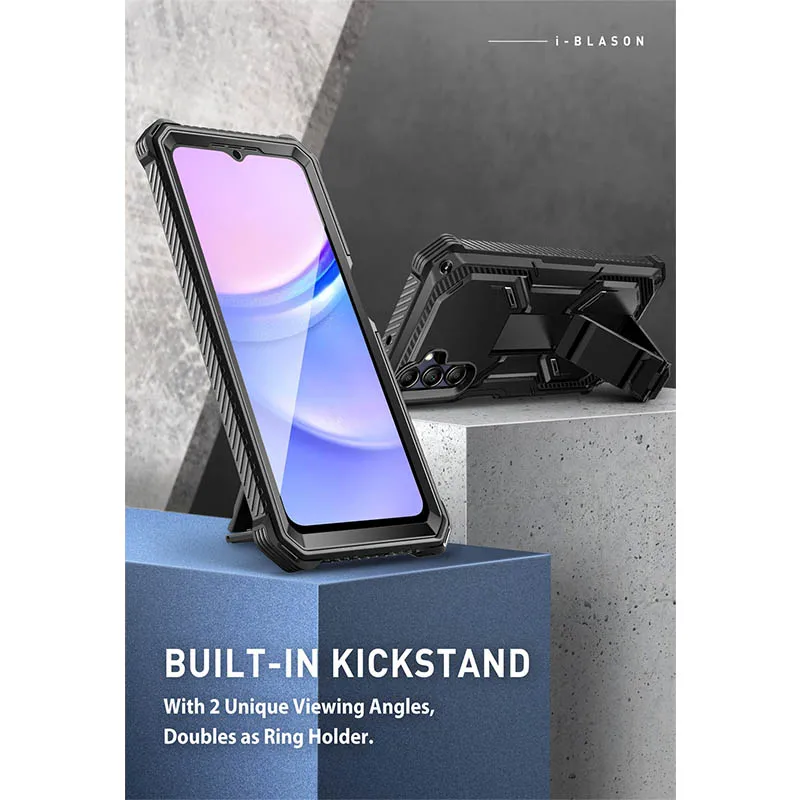 I-BLASON For Samsung Galaxy A15 Case 5G Armorbox Full-Body Rugged Bumper Case with Built-in Screen Protector with Kickstand