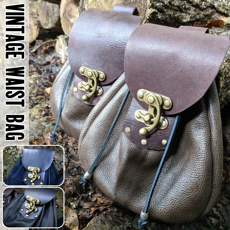 Vintage Steampunk Fanny Pack Medieval Pouch Bag Pu Leather Belt Pouch Wallet Knight Pirate Cosplay Archery Costume Accessories