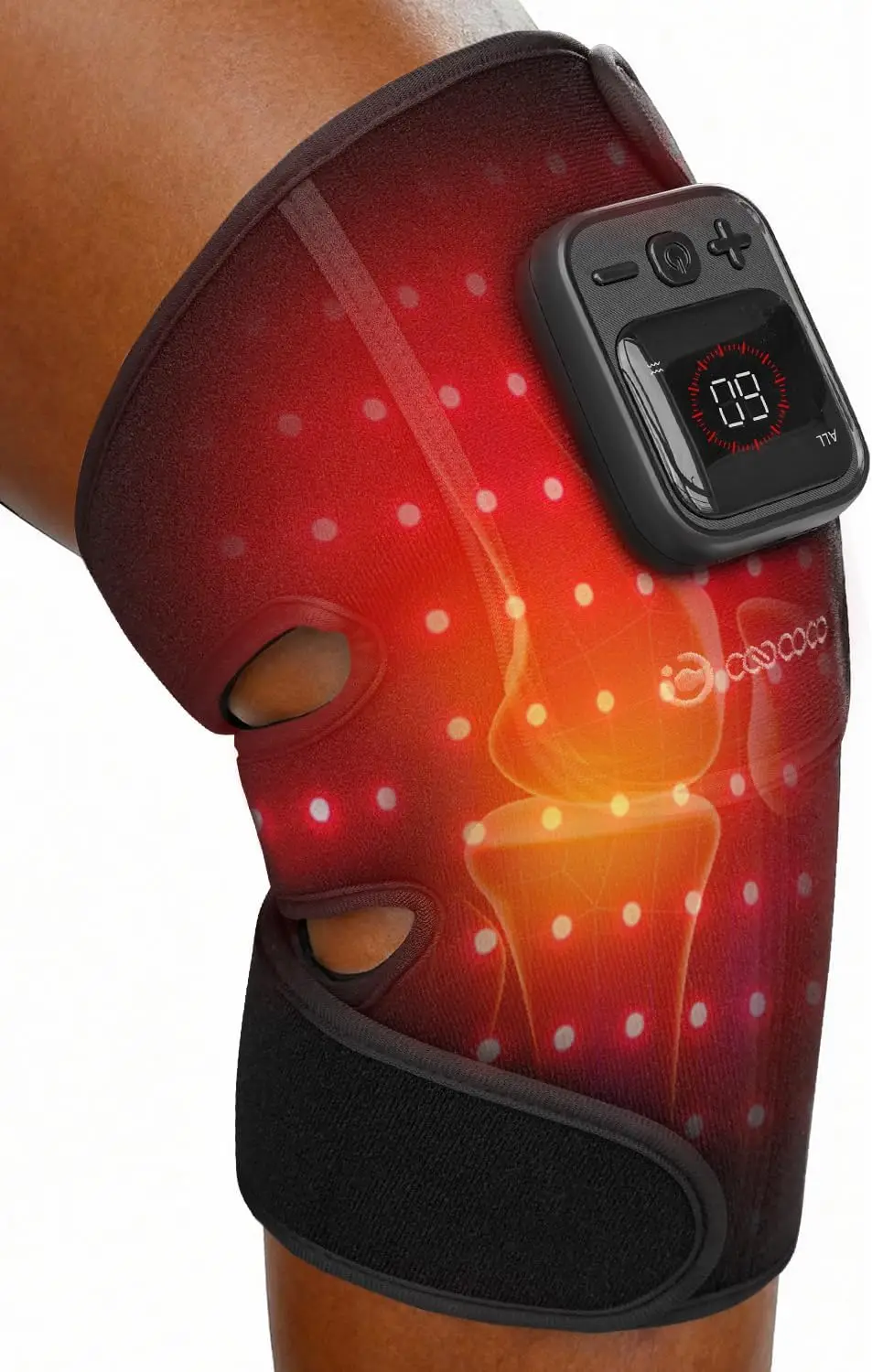 Red Light Therapy Knee Massager for Pain Relief, Cordless Heated Brace with 5000mAh Battery, FSA Eligible Heating Pad