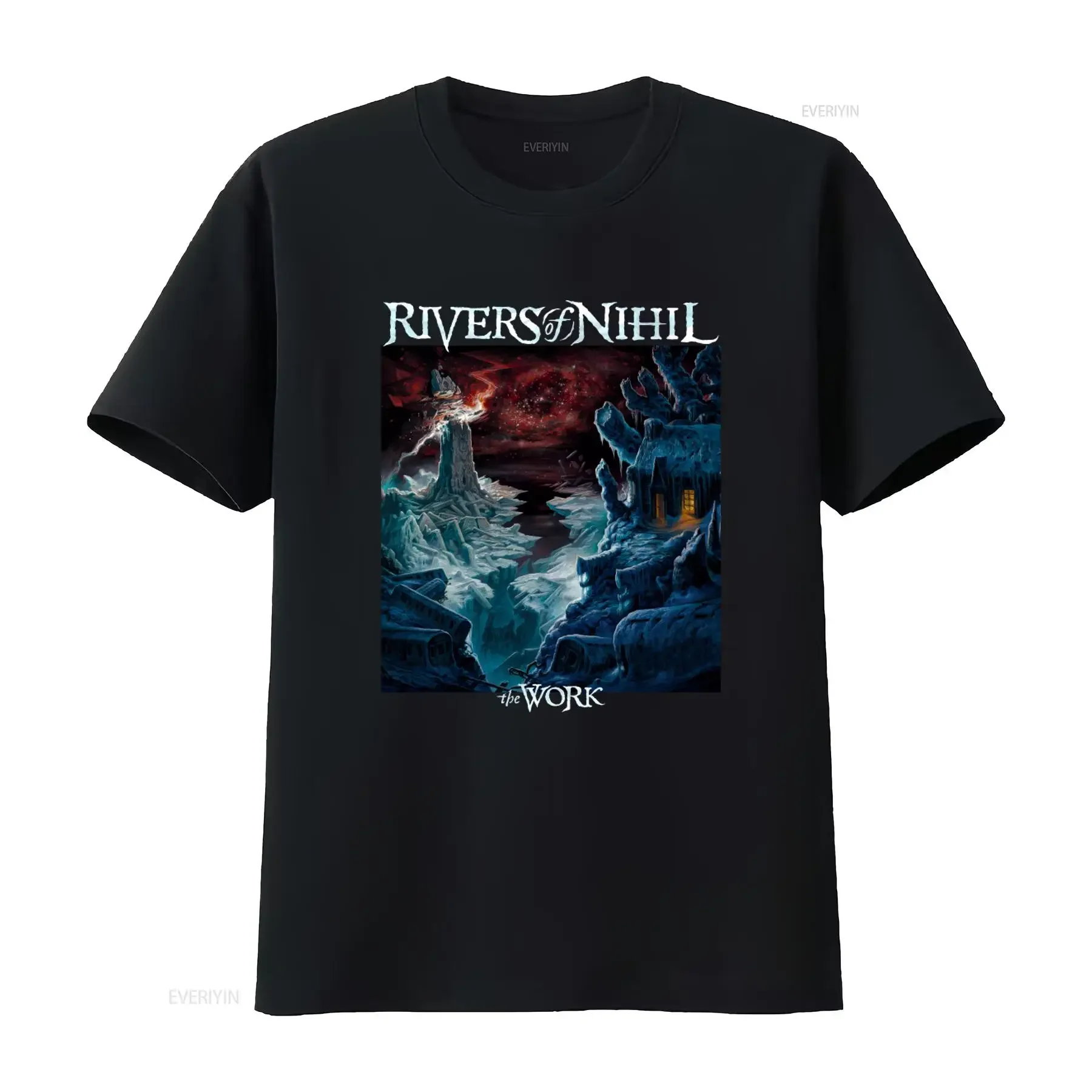 RIVERS OF NIHIL 'The Work' T Shirt for Men Ice Fantasy Design Unique Print vintage Washed Soft Stretched Versatile