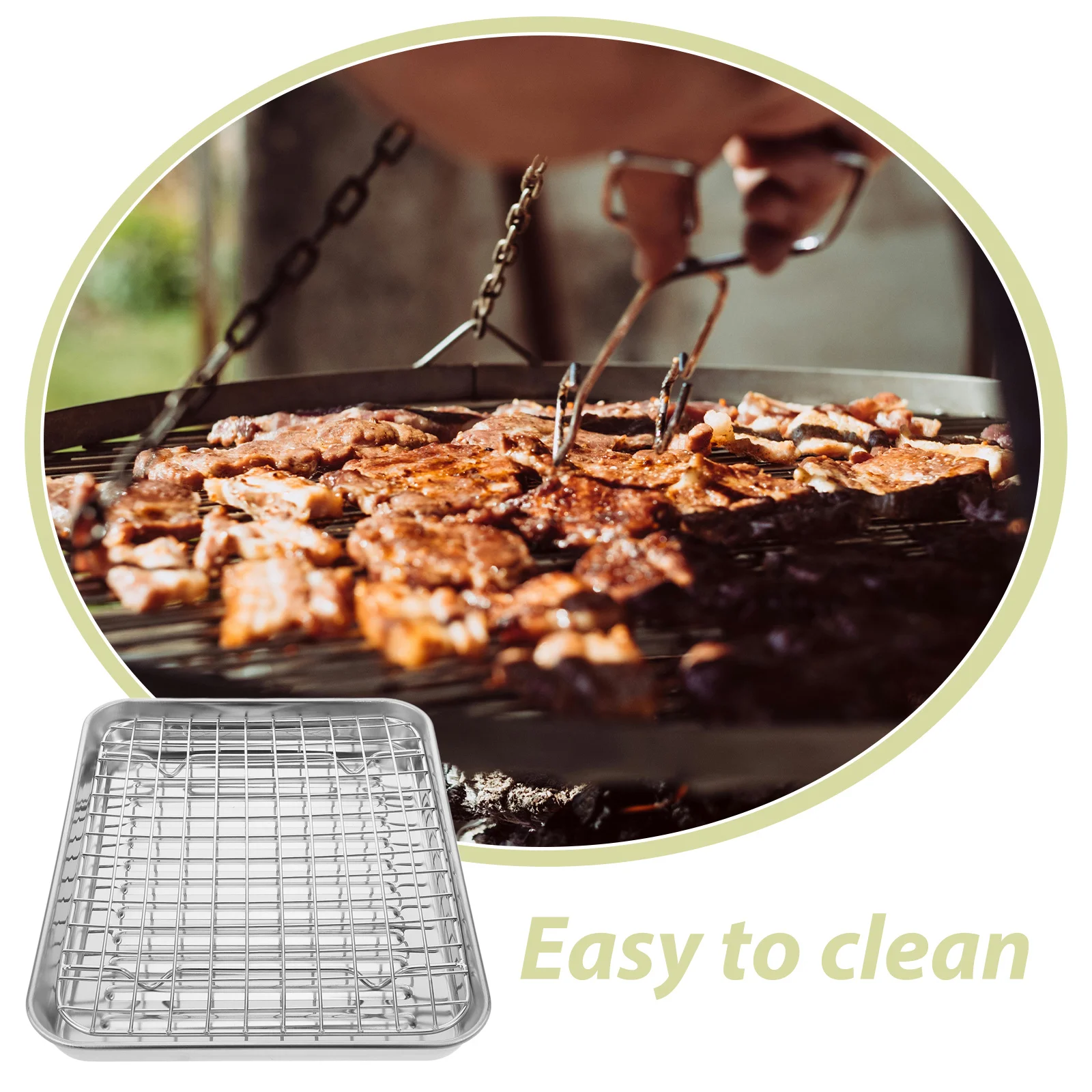 

1Set Oil Draining Tray Smooth French Fries Dessert Storage Container Tableware Wire Baking Rack for Sheet Pan