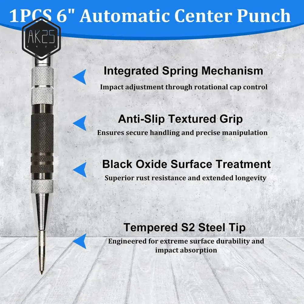 

Автоматический центральный дырокол AK25-6In и 5In, регулируемый центральный дырокол с подпружиненной, инструмент для центрального дырокола для дерева, металла, стекла