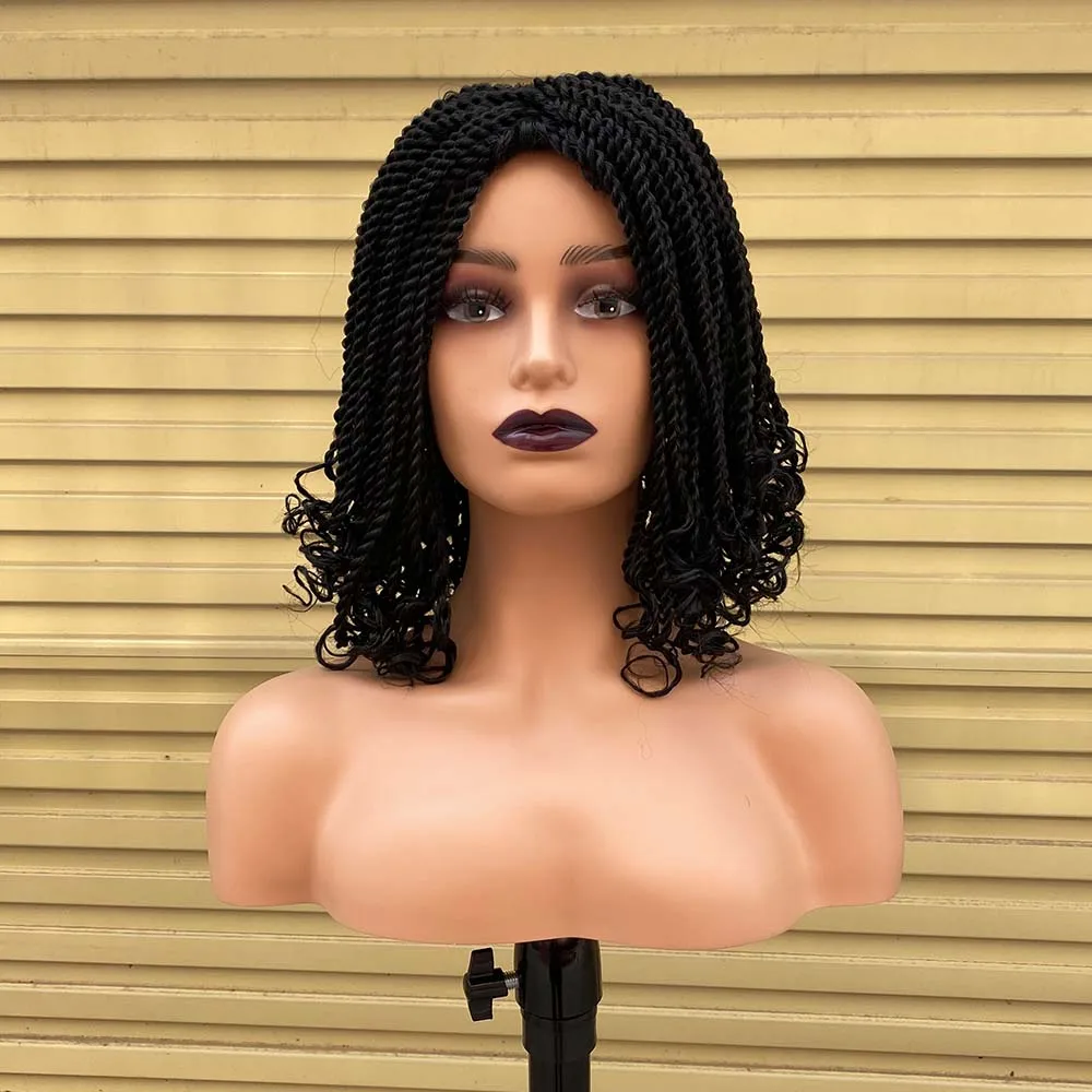 Short Braided Wigs For Black Women Crochet Hair Twist Braided Bob Wig African Synthetic Braiding Hair Wig Bob Extensions Hair