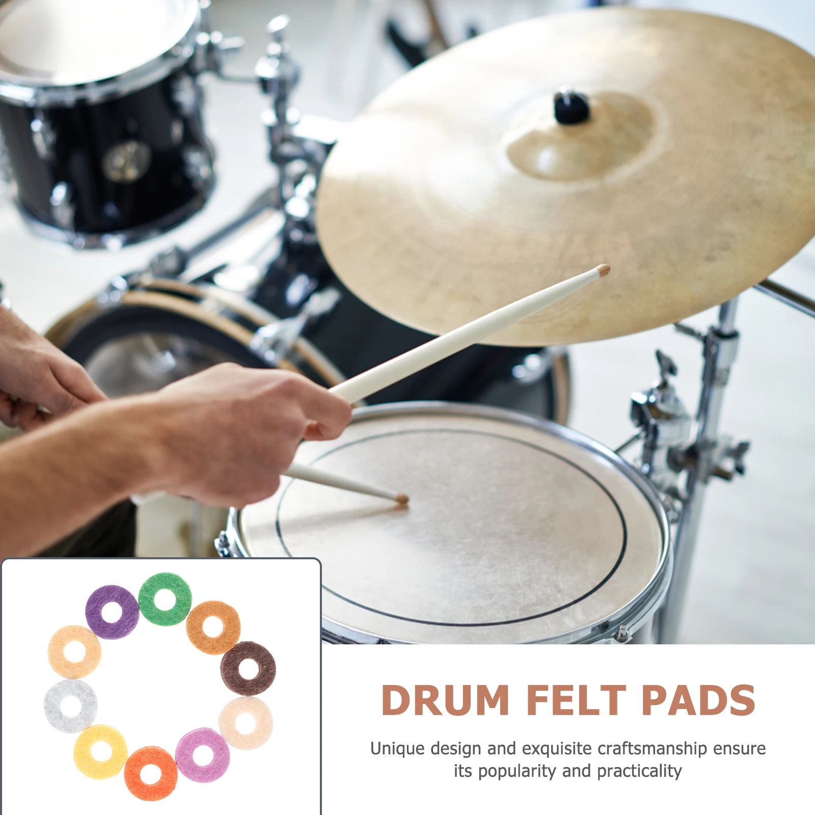 

20pcs Colorful Cymbal Felt Pad Protective Accessories Drum Kit Durable Non Deform Friction Prevention Practical Gift Cymbal Pad